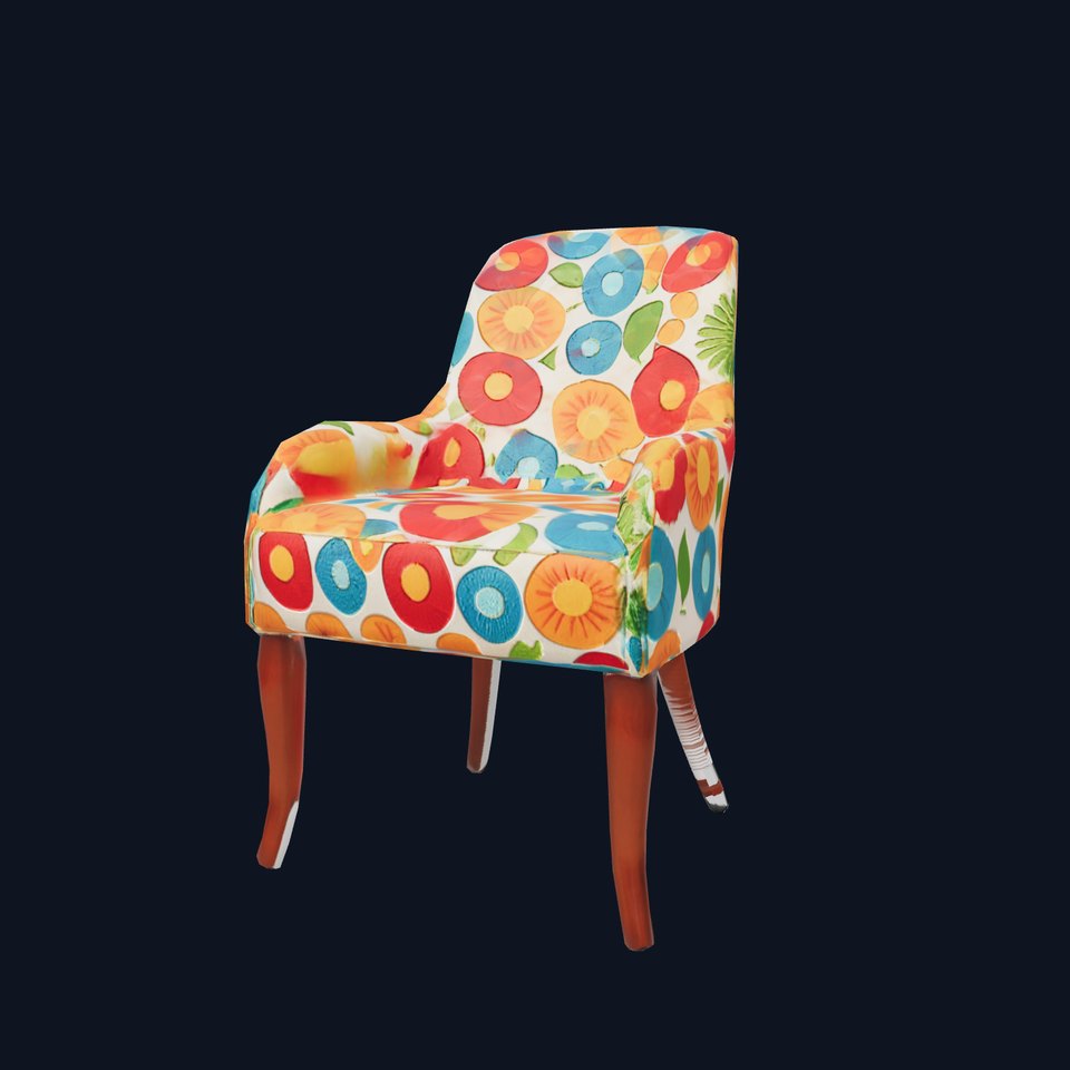 Colorful Floral Patterned Chair Model Pack